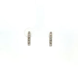 14K White Gold Diamond Huggie Earrings