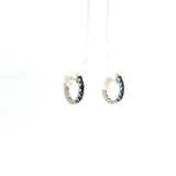 14K White Gold Sapphire & Diamond Reversible Huggie Hoop Earrings
