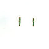 14K Yellow Gold Emerald & Diamond Reversible Huggie Hoop Earrings
