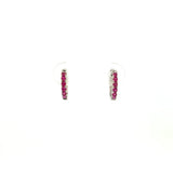 14K White Gold Ruby & Diamond Reversible Huggie Hoop Earrings