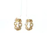 14K Yellow Gold Diamond Link Hoop Earrings