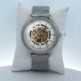 Mason Stainless Steel Skeleton Watch – Silver Dial & Mesh Bracelet