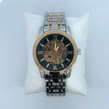 Mason Two-Tone Skeleton Watch – Gold & Silver with Black Dial