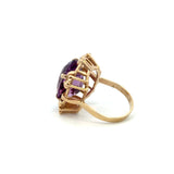 14K Yellow Gold Vintage Oval Amethyst Statement Ring