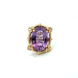 14K Yellow Gold Vintage Oval Amethyst Statement Ring