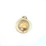 Vintage 18K Yellow Gold Rotating Globe Pendant