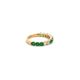 14K Yellow Gold Emerald & Diamond Half-Eternity Band
