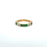 14K Yellow Gold Emerald & Diamond Half-Eternity Band
