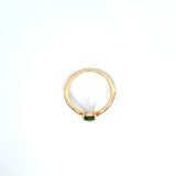14K Yellow Gold Pear-Shaped Green Gemstone Diamond V Ring