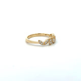 14K Yellow Gold Diamond Leaf Band