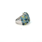 14K White Gold Multi-Gemstone Statement Ring