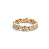 14K Yellow Gold Diamond Floral Vine Band