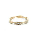 14K Yellow Gold Diamond Curved Band