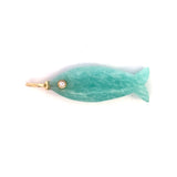 Chrysophrase Fish Pendant with Diamond Accent