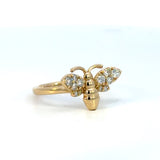 14K Yellow Gold Diamond Bee Ring