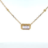 14K Yellow Gold Amethyst & Diamond Halo Necklace