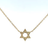 14K Yellow Gold Diamond Star of David Necklace