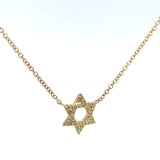 14K Yellow Gold Diamond Star of David Necklace