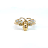 14K Yellow Gold Diamond Bee Ring