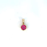 14K Yellow Gold Bezel set Pink Topaz Pendant Necklace