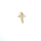 14K Yellow Gold Diamond Cross Pendant