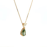 Green Pear Diamond Pendant in 14K Yellow Gold