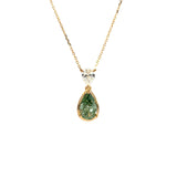 Green Pear Diamond Pendant in 14K Yellow Gold