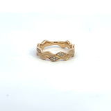 14K Yellow Gold Matte Twist Diamond Band