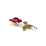 Ruby & Diamond Flower Brooch