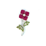 Ruby & Diamond Flower Brooch