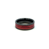 8mm Black Ceramic Wedding Band with Cabernet Inlay