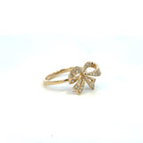 14K Yellow Gold Diamond Ribbon Bow Ring