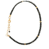 18K Yellow Gold Black Diamond & Gold Bead Bracelet