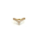 18K Yellow Gold Diamond Double Row V-Shape Contour Band