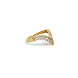 18K Yellow Gold Diamond Double Row V-Shape Contour Band