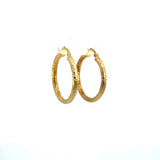 Gold Plated Sterling Silver Bamboo Medium Hoop Earrings