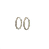 Sterling Silver Cubic Zirconia Medium Hoop Earrings