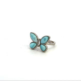 Sterling Silver Marquise Cubic Zirconia & Larimar Butterfly Ring