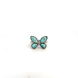 Sterling Silver Marquise Cubic Zirconia & Larimar Butterfly Ring