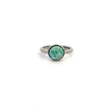 Sterling Silver Larimar Ring with Scallop Shank Design