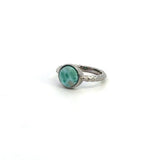 Sterling Silver Larimar Ring with Scallop Shank Design