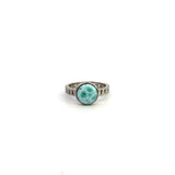 Sterling Silver Larimar Ring with Chain Design Shank