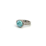 Sterling Silver Larimar Ring with Chain Design Shank