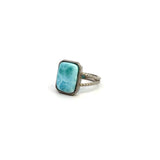 Sterling Silver Rectangle Larimar Gemstone Ring