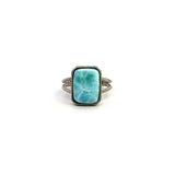 Sterling Silver Rectangle Larimar Gemstone Ring