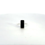 Sterling Silver Rectangular Black Enamel Ring