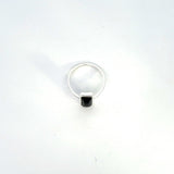 Sterling Silver Rectangular Black Enamel Ring