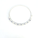 Sterling Silver Alternating Natural Tanzanite & White Quartz Bangle