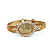 Vintage 14K Yellow Gold Geneve Quartz Watch with Diamond Bezel