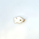 14K Yellow Gold Mother of Pearl Fish Pendant with Blue Sapphire Eye